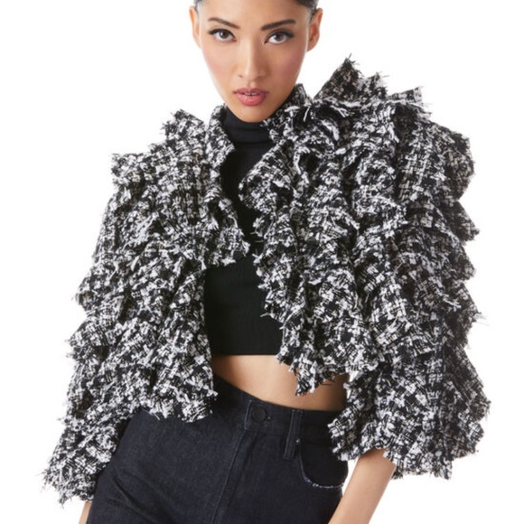 Alice + Olivia BRITTON RUFFLED CROPPED 3/4
SLEEVE JACKET size S, Used Once. - Picture 5 of 11